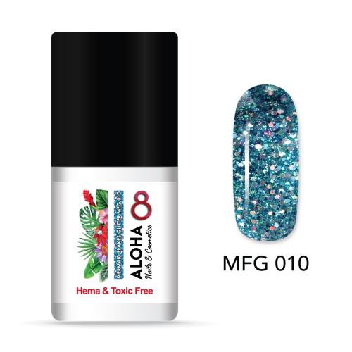 Ημιμόνιμο βερνίκι ALOHA 8ml - Mermaid Flakes Glitter / Ημιμόνιμο Glitter MFG-010