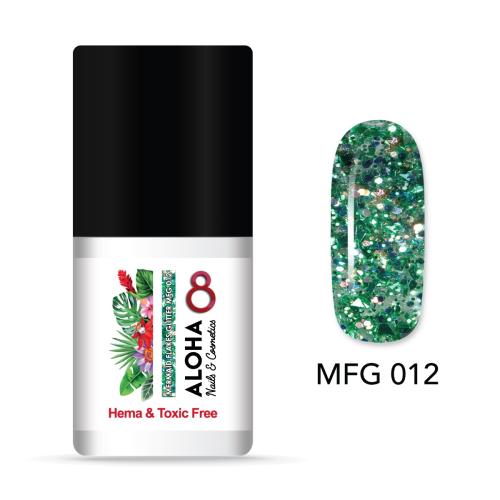 Ημιμόνιμο βερνίκι ALOHA 8ml - Mermaid Flakes Glitter / Ημιμόνιμο Glitter MFG-012