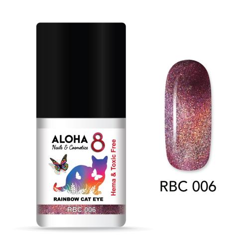Ημιμόνιμο βερνίκι ALOHA 8ml σε 12 αποχρώσεις - Rainbow Cat Eye Nail Gel Polish / RBC-006