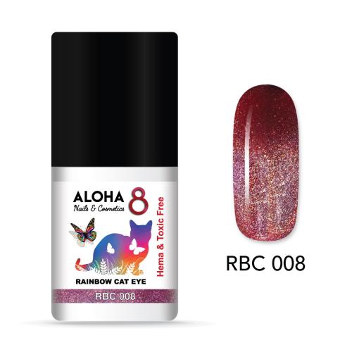 Ημιμόνιμο βερνίκι ALOHA 8ml σε 12 αποχρώσεις - Rainbow Cat Eye Nail Gel Polish / RBC-008