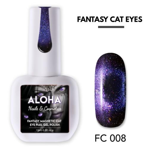 Μεταλλικά Ημιμόνιμα βερνίκια Fantasy Cat Eye 15ml - Aloha Nails + Cosmetics / FC 008 - Μωβ Μπλε