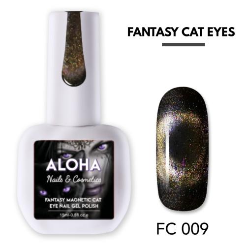 Μεταλλικά Ημιμόνιμα βερνίκια Fantasy Cat Eye 15ml - Aloha Nails + Cosmetics / FC 009 - Μωβ/Μπρονζέ