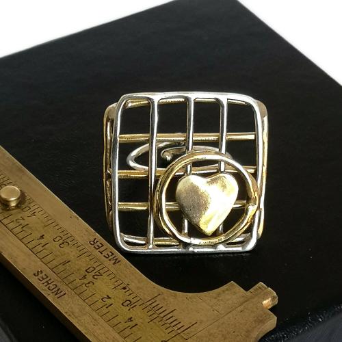 Square Sterling Silver and Bronze Open Band Ring, Modern Ring, Unique Ring, Women s Jewelry, Handmade Ring, Birthday Ring, Unisex Jewelry,
