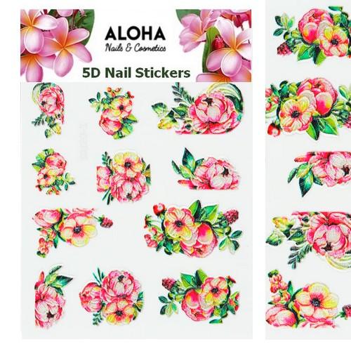 5D Stickers με ανάγλυφα Λουλούδια + Φύλλα / Aloha Nails + Cosmetics - 026