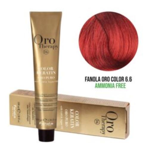 Επαγγελματική Βαφή Μαλλιών χωρίς Αμμωνία – 100ml / Fanola Oro Color 6.6 – Καστανό Σκούρο Κόκκινο
