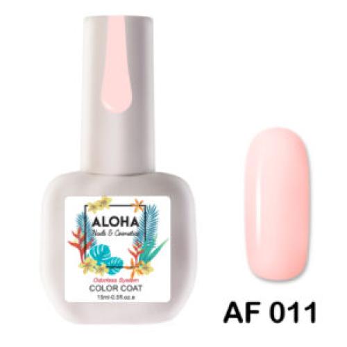 Ημιμόνιμο βερνίκι ALOHA 15ml – AF 011 / Χρώμα: Απαλό ροζ ροδακινί (Soft Peachy Pink)