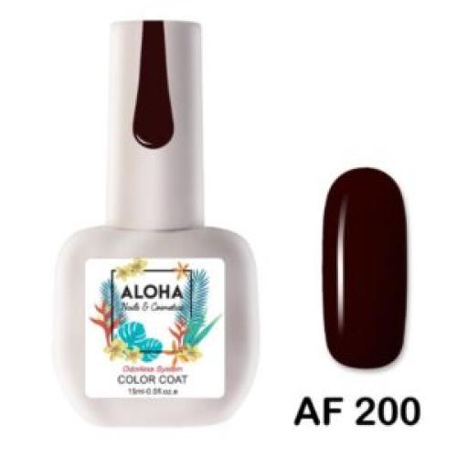 Ημιμόνιμο βερνίκι ALOHA 15ml – AF 200 / Χρώμα: Σκούρο καφέ-κόκκινο (Dark Redish Brown)