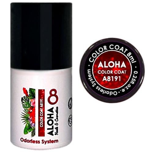 Ημιμόνιμο βερνίκι Aloha 8ml - Color Coat A8191 / Χρώμα: Red with Red Glitter and Payettes (Κόκκινο με κόκκινο Glitter και παγιέτα)