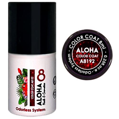 Ημιμόνιμο βερνίκι Aloha 8ml - Color Coat A8192 / Χρώμα: Bordeaux Glitter (Μπορντώ με Glitter)