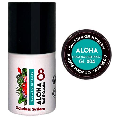 Ημιμόνιμο βερνίκι Aloha Glass Gel 8ml - Χρώμα GL 004 / Διάφανο Τιρκουάζ