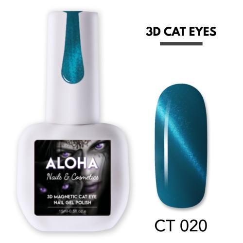 Μεταλλικά Ημιμόνιμα βερνίκια 3D Magnetic Cat Eye 15ml - Aloha Nails +amp; Cosmetics / CT 020 - Μπλε πετρόλ