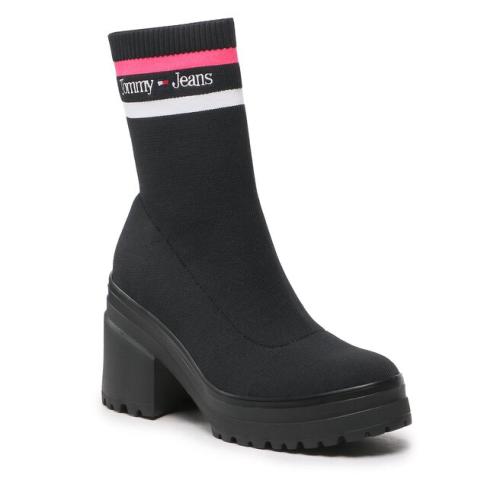 Μποτάκια Tommy Jeans Knitted Boot EN0EN02061 Black And Jewel Pink 0GJ