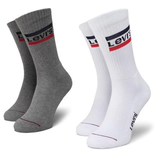 Σετ 2 ζευγάρια ψηλές κάλτσες unisex Levi's® 37157-0151 White/Grey