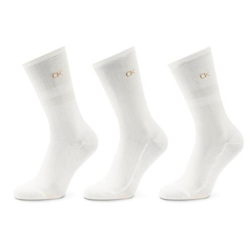 Σετ 3 ζευγάρια ψηλές κάλτσες γυναικείες Calvin Klein 701219848 White 001