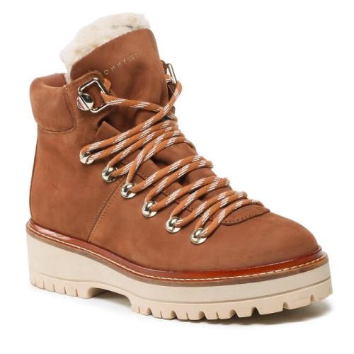 Ορειβατικά παπούτσια Tommy Hilfiger Leather Outdoor Flat Boot FW0FW06822 Natural Cognac GTU