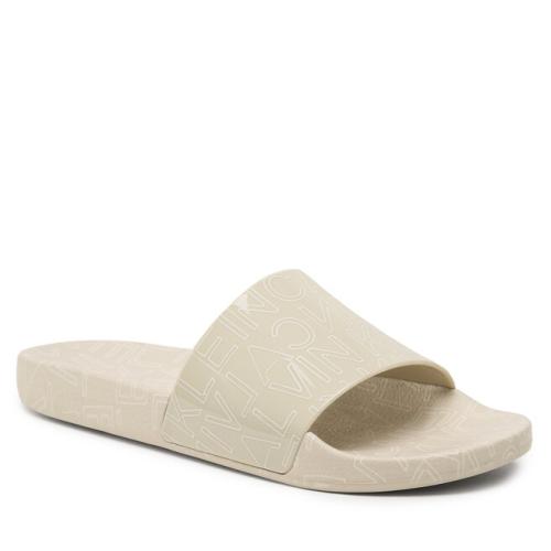 Παντόφλες Calvin Klein Pool Slide Rubber HM0HM01062 Outline Mono Beige 0F5