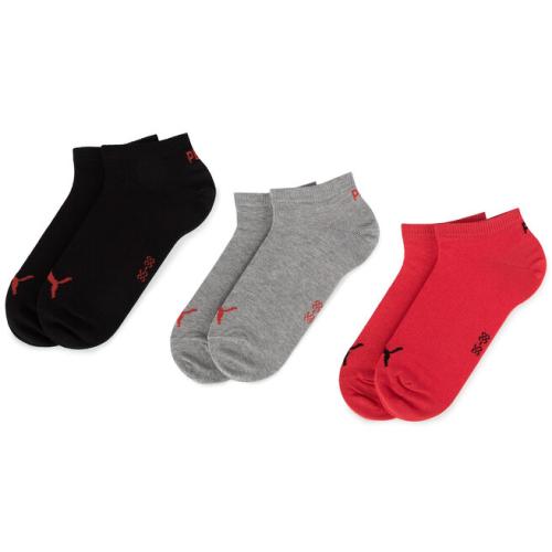 Σετ 3 ζευγάρια κοντές κάλτσες unisex Puma 261080001 Black/Red 232