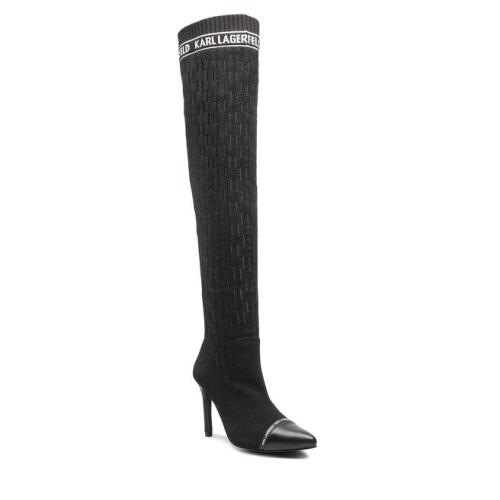 Μπότες πάνω από το γόνατο KARL LAGERFELD KL31691 Black Knit Textile