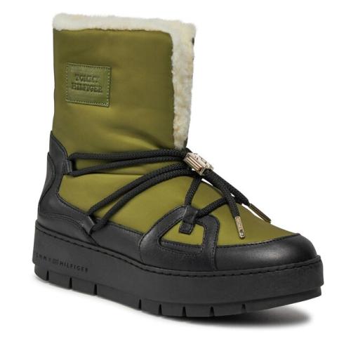 Μπότες Χιονιού Tommy Hilfiger Tommy Essential Snowboot FW0FW07504 Putting Green MS2