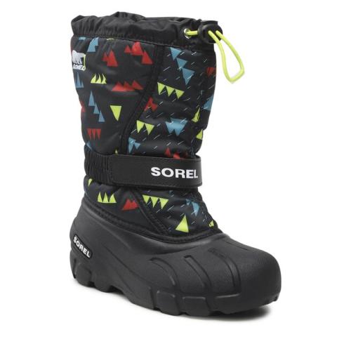 Μπότες Χιονιού Sorel Youth Flurry Print NY3504 Black/Black 011