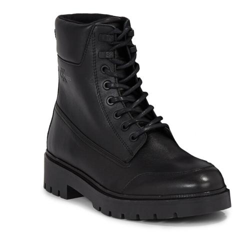 Ορειβατικά παπούτσια Calvin Klein Jeans Combat Mid Laceup Wl Lth YM0YM00847 Triple Black 0GT