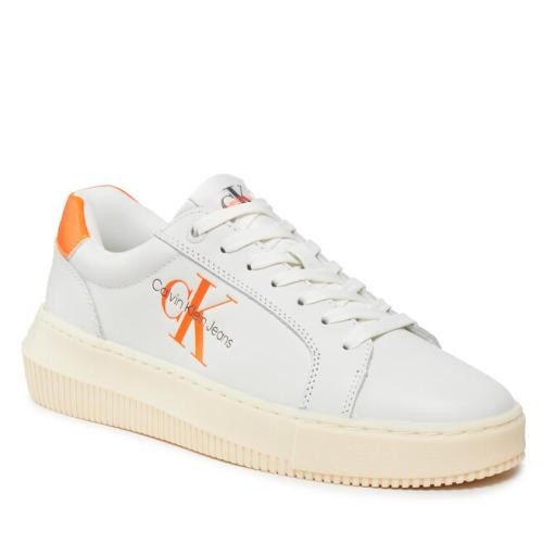 Αθλητικά Calvin Klein Jeans Chunky Cupsole Laceup Mon Lth Wn YW0YW00823 Bright White/Shocking Orange 02W