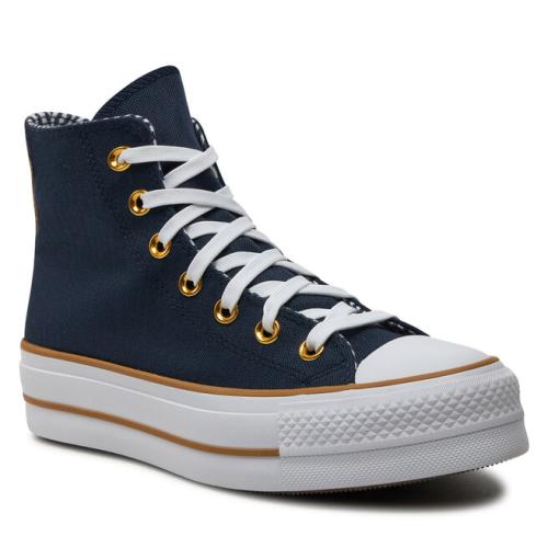 Sneakers Converse Chuck Taylor All Star Lift Platform Herringbone Stripe A08860C Obsidian/White/Trek Tan