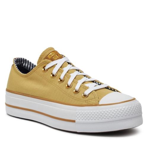 Sneakers Converse Chuck Taylor All Star Lift Platform Herringbone Stripe A08109C Utility Sunflower/Trek Tan