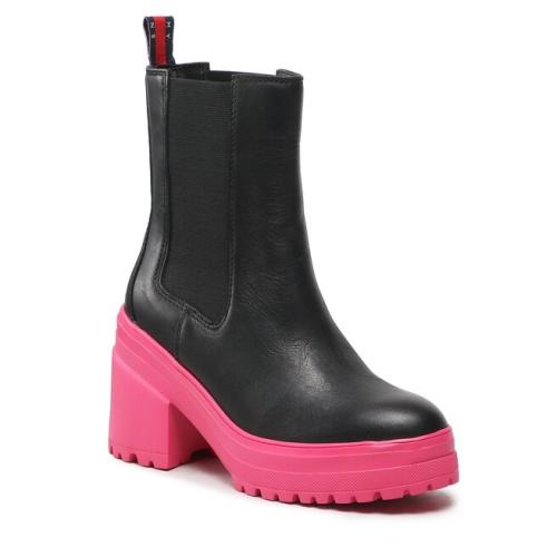 Μποτάκια Tommy Jeans Color Outsole Boot EN0EN02160 Black/Jewel Pink 0GK