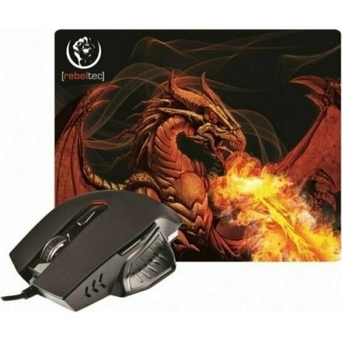 Rebeltec Mouse + Mouse Pad Red Dragon (AKKMYREBLRD00003)