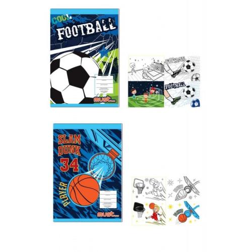 Τετράδιο Καρφίτσα Must Football - Basketball 40 Φύλλα - 2 Σχέδια (000584364)