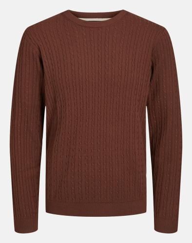 JACK&JONES JPRBLAARTHUR KNIT CREW NECK CH 12247784-Cherry MahoganyCABLE Brown