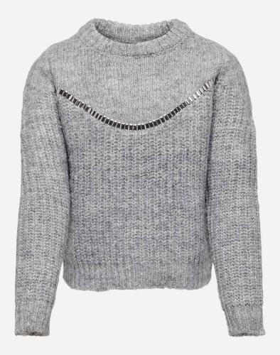 ONLY KONCOLETTE L/S O-NECK PULLOVER KNT 15236905-Light Grey Melange Gray