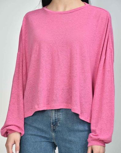 ONLY ONLTEA L/S LINEN BOXY TOP JRS 15252054-Gin Fizz Pink