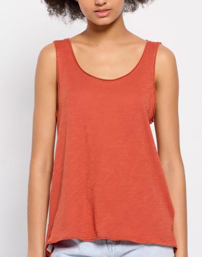 FUNKY BUDDHA Βαμβακερό μονόχρωμο tank top FBL007-400-04-TERRACOTA DarkOrange