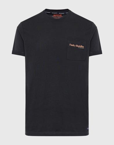 FUNKY BUDDHA Βαμβακερό t-shirt με τσέπη στο στήθος FBM007-011-04-ANTHRACITE DarkSlateGrey