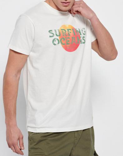 FUNKY BUDDHA T-shirt με frame τύπωμα από οργανικό βαμβάκι FBM007-355-04-OFF OffWhite