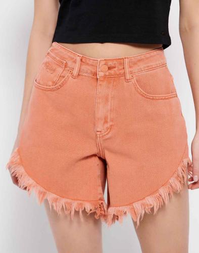 FUNKY BUDDHA Τζιν σορτς με φθορές FBL007-405-03-APRICOT Orange