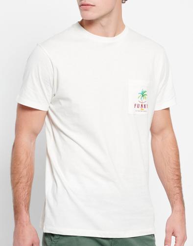FUNKY BUDDHA Ανδρικό t-shirt με τσέπη στο στήθος FBM007-385-04-OFF OffWhite