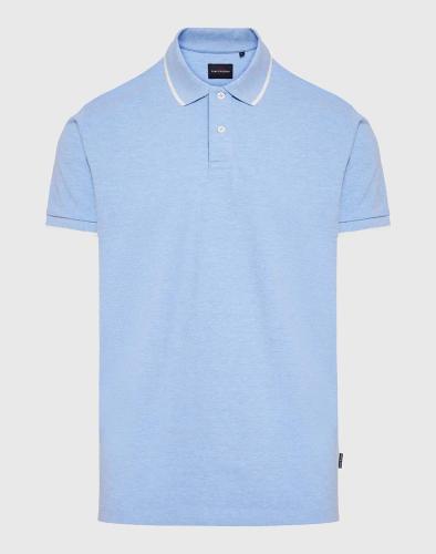 FUNKY BUDDHA Essential μπλούζα polo σε μελανζέ ύφασμα FBM007-020-11-LT LightBlue