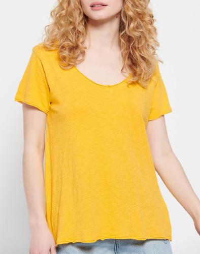 FUNKY BUDDHA Essential t-shirt με V λαιμόκοψη FBL007-104-04-HONEYCOMB Yellow