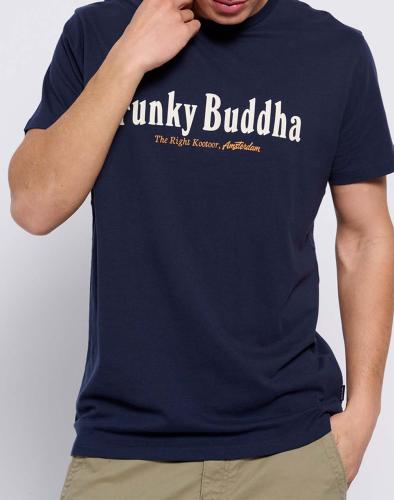 FUNKY BUDDHA T-shirt με branded τύπωμα FBM007-021-04-NAVY DarkBlue
