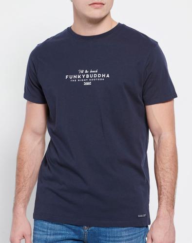 FUNKY BUDDHA T-shirt με Funky Buddha τύπωμα στο στήθος FBM007-330-04-NAVY NavyBlue