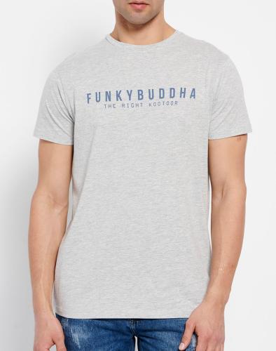 FUNKY BUDDHA Essential t-shirt με branded τύπωμα FBM007-329-04-LT LightGray