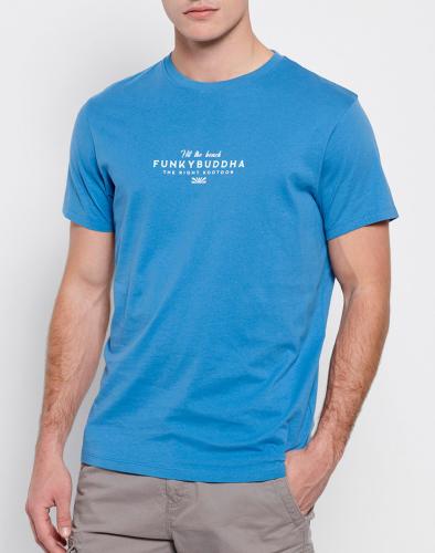 FUNKY BUDDHA T-shirt με Funky Buddha τύπωμα στο στήθος FBM007-330-04-ATLANTIC OceanBlue