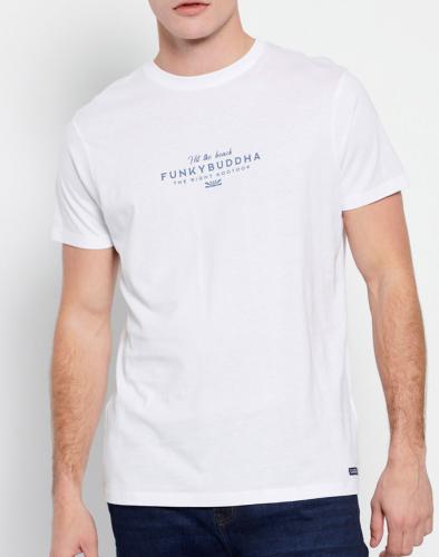 FUNKY BUDDHA T-shirt με Funky Buddha τύπωμα στο στήθος FBM007-330-04-WHITE White