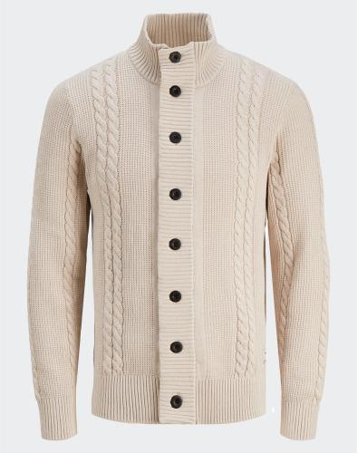 JACK&JONES JCOGRID CABLE KNIT CARDIGAN 12242947-Moonbeam Biege