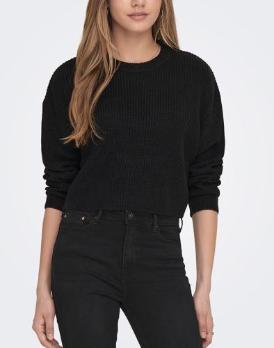 ONLY ONLMALAVI L/S CROPPED PULLOVER KNT NOOS 15284453-BLACK Black