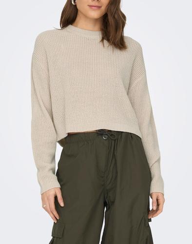 ONLY ONLMALAVI L/S CROPPED PULLOVER KNT NOOS 15284453-Pumice Stone Biege