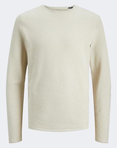 JACK&JONES JPRBLUMIGUEL KNIT CREW NECK NOOS 12238557-Silver Birch Ivory